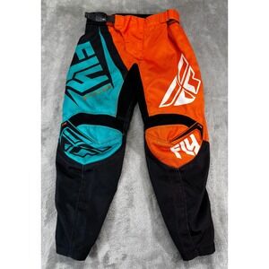 Fly Racing F-16 Motocross Pants Kids Size 20 Orange Teal Black Excellent MX Gear